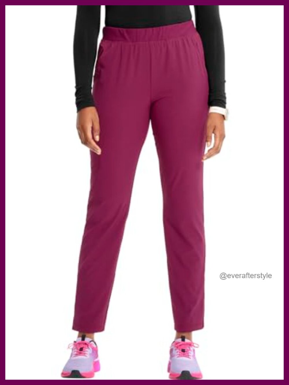 Women's Cargo Scrub Pants Tapered Leg Pull-On Drawstring Medical Workwear